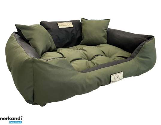 Šunų lova KINGDOG 55x45 cm Personalizuota vandeniui atspari žalia