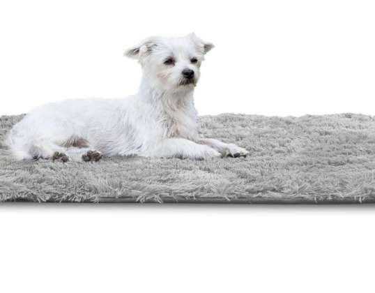 Dog bed mat 80x60 cm Shaggy Antislip Light gray