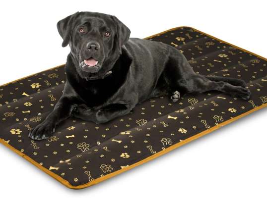 Suņu gultas paklājs 100x70 cm Ūdensnecaurlaidīgi zelta kauli