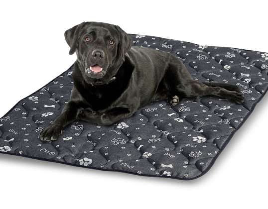 Πατάκι κρεβατιού σκύλου 100x70 cm Αδιάβροχο Κόκαλα Ασημί