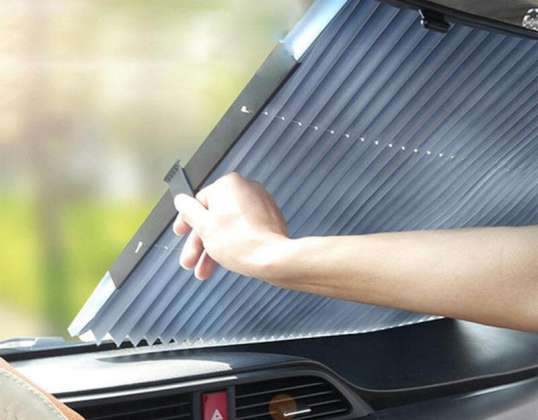 Vi præsenterer den revolutionerende SolarProtect udtrækkelige bilsolskærm – dit ultimative skjold mod solen! - Størrelse: 46 × 140 cm