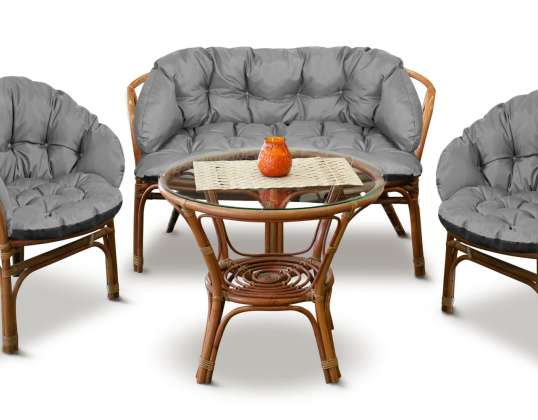 Puutarhasetti 2x 122x40 cm + 190x40 cm tuolille sohva keinu rottinki huonekalut vedenpitävä harmaa