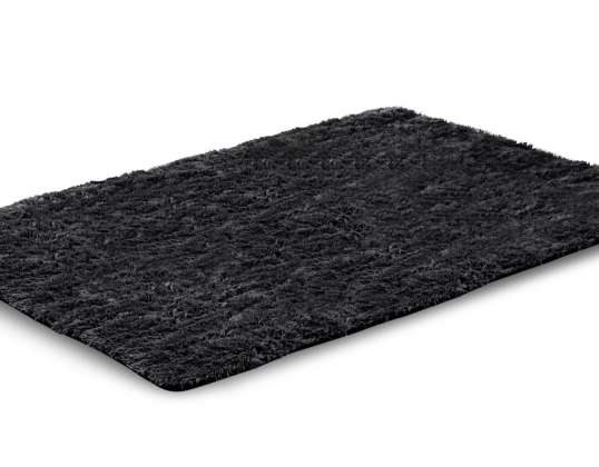 Βελούδινο χαλί SHAGGY 100x160 cm Αντιολισθητικό Μαύρο Μαλακό