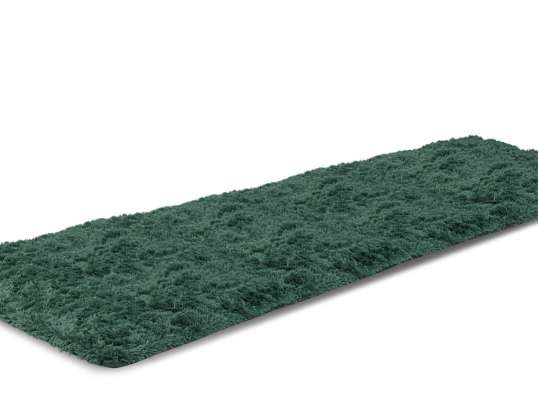 Βελούδινο χαλί SHAGGY 80x300 cm Αντιολισθητικό Πράσινο Μαλακό