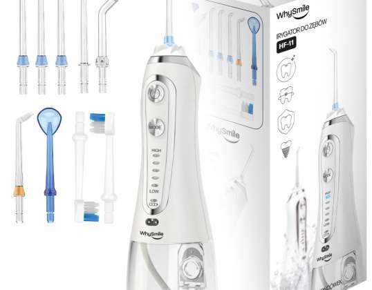 LARGE Dental Water Flosser CORDLESS 5 Modes 9 Nozzles POWER + Case HF-11