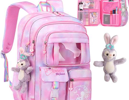 MEGA FASJONABEL skoleryggsekk for GIRL Youth School Bag + Mascot BUNN2