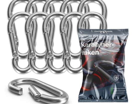12x Premium Snap Hook Set - 55 mm - Snap Hook & Carabiner small made of aluminium - for camping & hiking - Attachment to key ring & belt