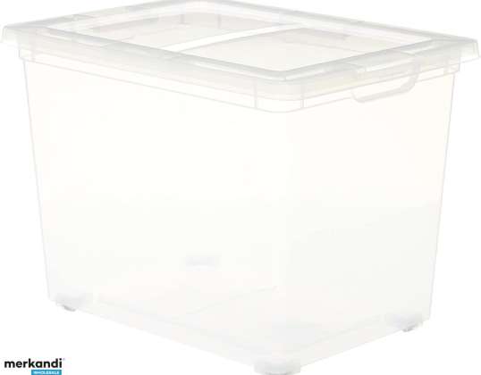 Amazon Basics Organiser & Storage Box с колесами 80L Clear/Clear