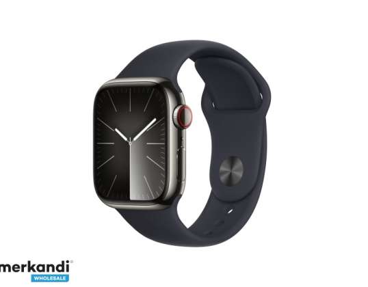 Celulă GPS Apple Watch S9 din oțel de 41 mm. Sport grafit miezul nopții S / M MRJ83QF / A