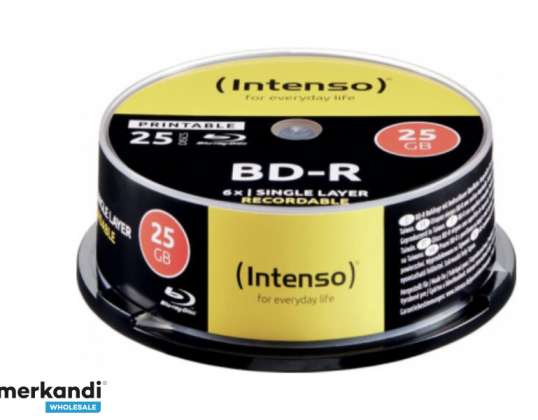 Intenso Blu Ray Rohling BD R Printable 25GB 6x Speed 25er CakeBox 5101114