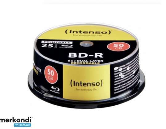 Intenso Blu Ray Rohling BD R Printable 50GB 6x Speed 25er CakeBox 5101124