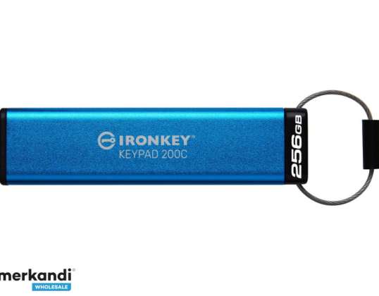 Clavier Kingston IronKey 200C 256 Go USB C 3.2 Gen 1 Bleu IKKP200C/256 Go