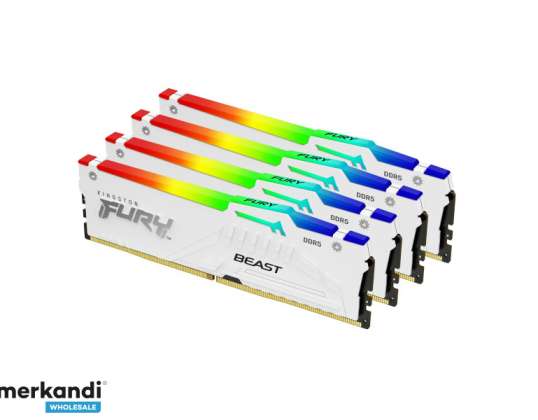 Kingston Fury 128GB 4x32GB DDR5 5200MT/s CL40 RGB White KF552C40BWAK4 128