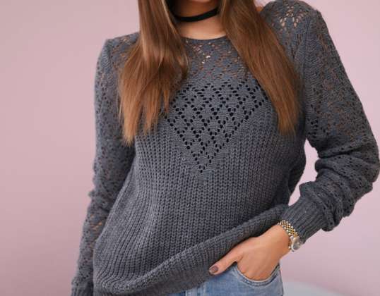 We present to you a fashionable sweater. Sweater with a round neckline. Fashionable openwork weave