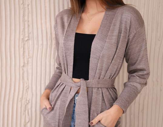 We present to you a fashionable long sweater. The sweater has a tie at the waist