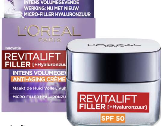 L'Oréal Paris Revitalift töltőanyag öregedésgátló nappali krém hialuronsavval és SPF-fel 50 - 50ml