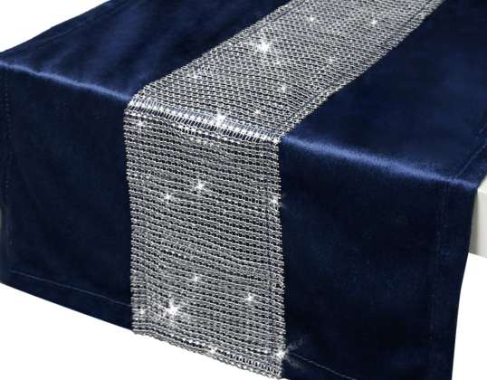 VELOUR TABLECLOTH RUNNER 140X40 CM + ZIRCONIA