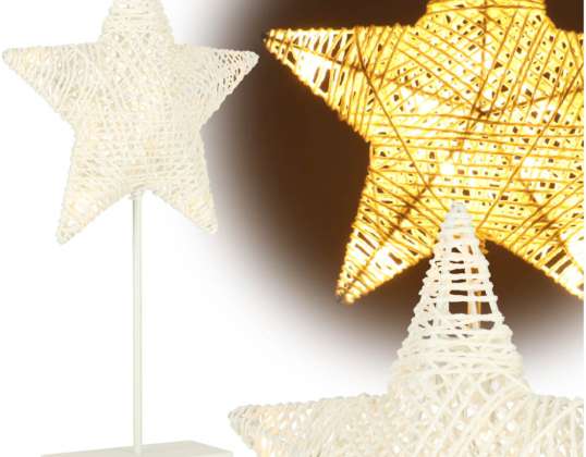 Decoración Navideña Estrella De Pie 39cm 10LED Amarillo Cálido Alimentado Por Batería