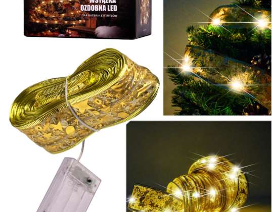 Panglică decorativă LED Strip 10m 100LED Lumini de Crăciun Decorațiuni de Crăciun alb cald Baterie acționată