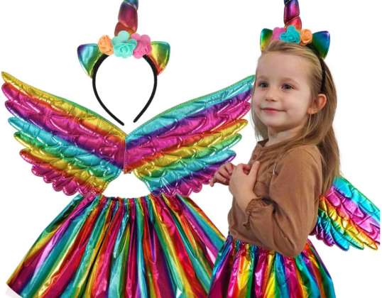 Disfraz de carnaval disfraz de unicornio falda diadema multicolor