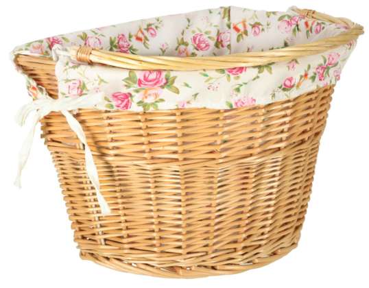 Wicker basket for bicycle, front basket, braided flower insert