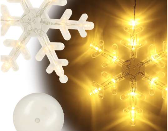 LED lys, hængende juledekoration, snefnug, 45cm, 10 LED'er