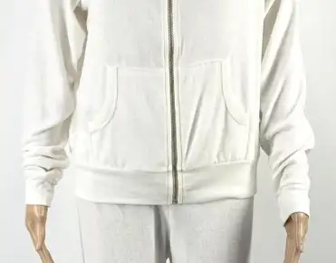 Women's Outerwear - Hoodie, Pants, Sweater, Longsleeve, Zipper Mix, 47% Polyester, 47% Viscose, 6% Elastane, Color:White, For Resellers,A-Stock
