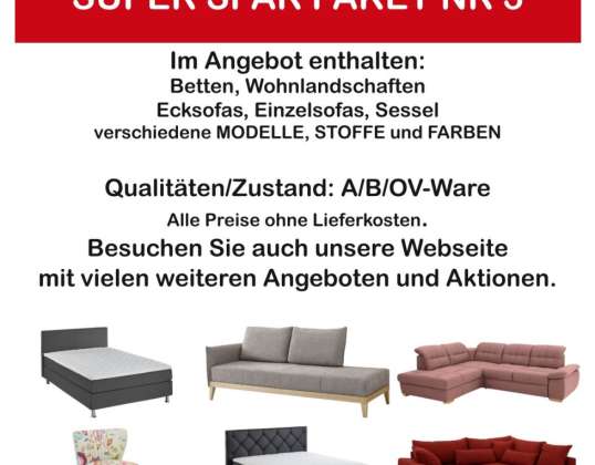 Bank, hoekbank, woonkamer, bed, fauteuil gemengde goederen - P3