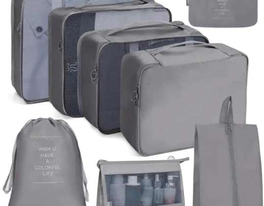 BQ73A ORGANISATEUR DE VOYAGE 8 PCS GRIS