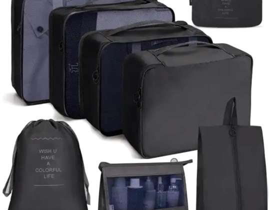 BQ73 ORGANISATEUR DE VOYAGE 8 PCS NOIR