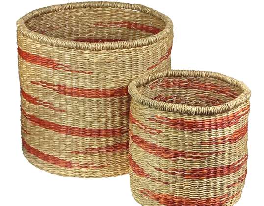 Wicker basket set of 2 pieces 23 and 32 cm