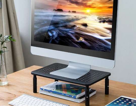 Monitor Stand Riser with 3 Adjustable Height Levels for Home Office Desktop with Mesh Platform for Laptop Computer In Stock