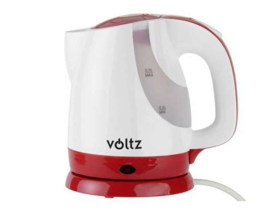 Электрический чайник 1300 Вт Voltz, автоматическое выключение, вращение на 360 градусов, 900мл, беспроводной, красный