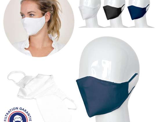 Zweilagige wiederverwendbare Gesichtsmaske mit UNS1-Filter Dunkelblau LT93956 N0010