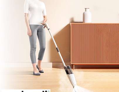 Beige flat all in one mops with water sprayer
