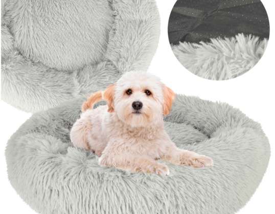 Ліжко для собаки плюшевий килимок диван манеж 60см сірий