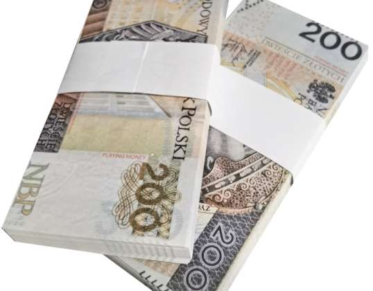 Bancnote pentru învățare și joc - 200 PLN, 200 PLN, 200 PLN, bani, bani falși, aur fals, bani de recuzită, bani falși, bancnote false, fals