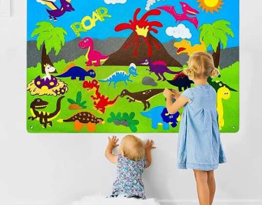 Planche en feutre pour enfants (30x autocollant + tapis) FELTLAND dinoland