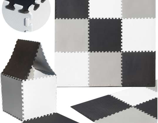 Pädagogisches Schaumstoffmatten-Puzzle für Kinder 9-teilig 180 x 180 x 1 cm Grau