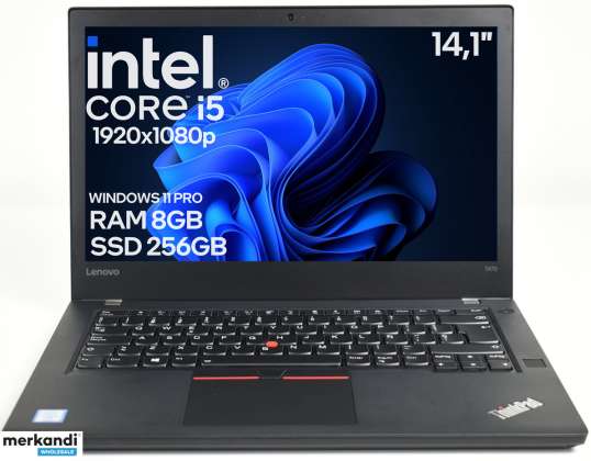 10x Used Lenovo ThinkPad T470 Laptop 14.1&quot; Full HD IPS Intel Core i5 7GEN 8GB DDR4 256GB SSD B