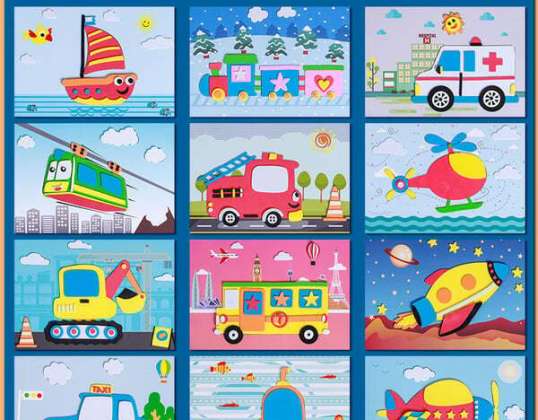Toy sticker (12 pieces), vehicles