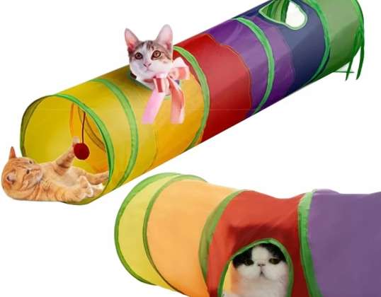 TUNNEL GATTO DRITTO GIOCO LUNGO CON PALLINA 120CM