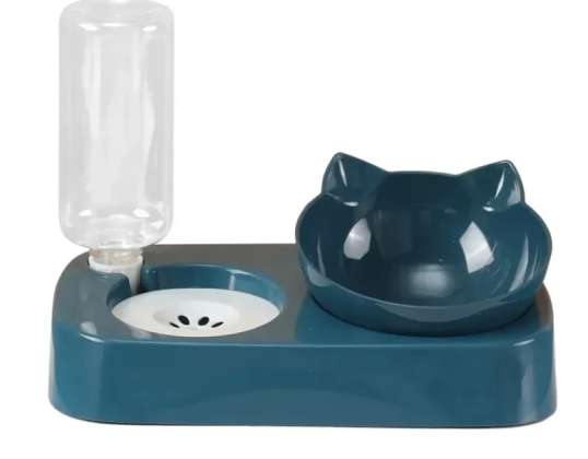 DOUBLE CAT BOWL WITH AUTOMATIC DISPENSER 2IN1