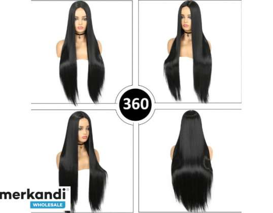 EB818 Perruque Cheveux Longs Noir 65cm