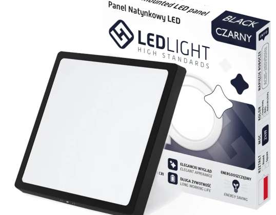 LED PLAFOND SURFACE-MOUNTED PANEL NON-BLINKING BLACK CCD WARM WHITE 18W