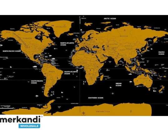 Mapa do Mundo SA124 com Bandeiras Gold Scratch Off Mapa