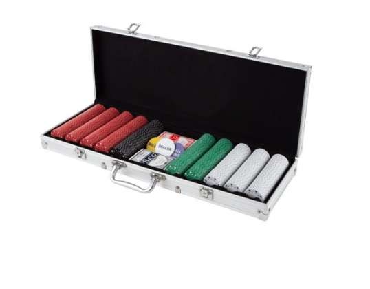 POKER SETT POKER KORT KOFFERT 500 CHIPS XXL