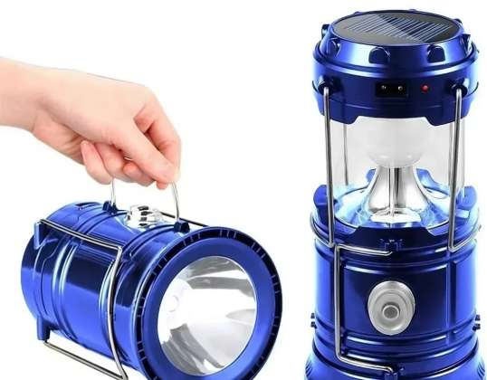 SOLAR CAMPING LAMP OPLAADBARE CAMPING TOURIST 2IN1