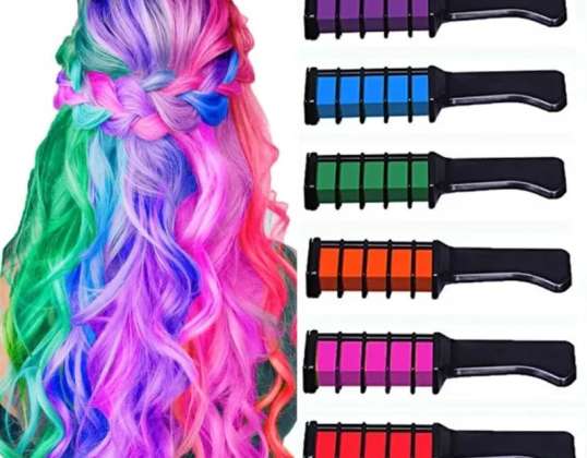 HAIR COMB HIGHLIGHTS CHALK FOR COLORING 6 COLORS