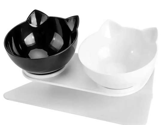 DOUBLE BOWL CAT DOG ON FOOD STAND WATER 2X400ML